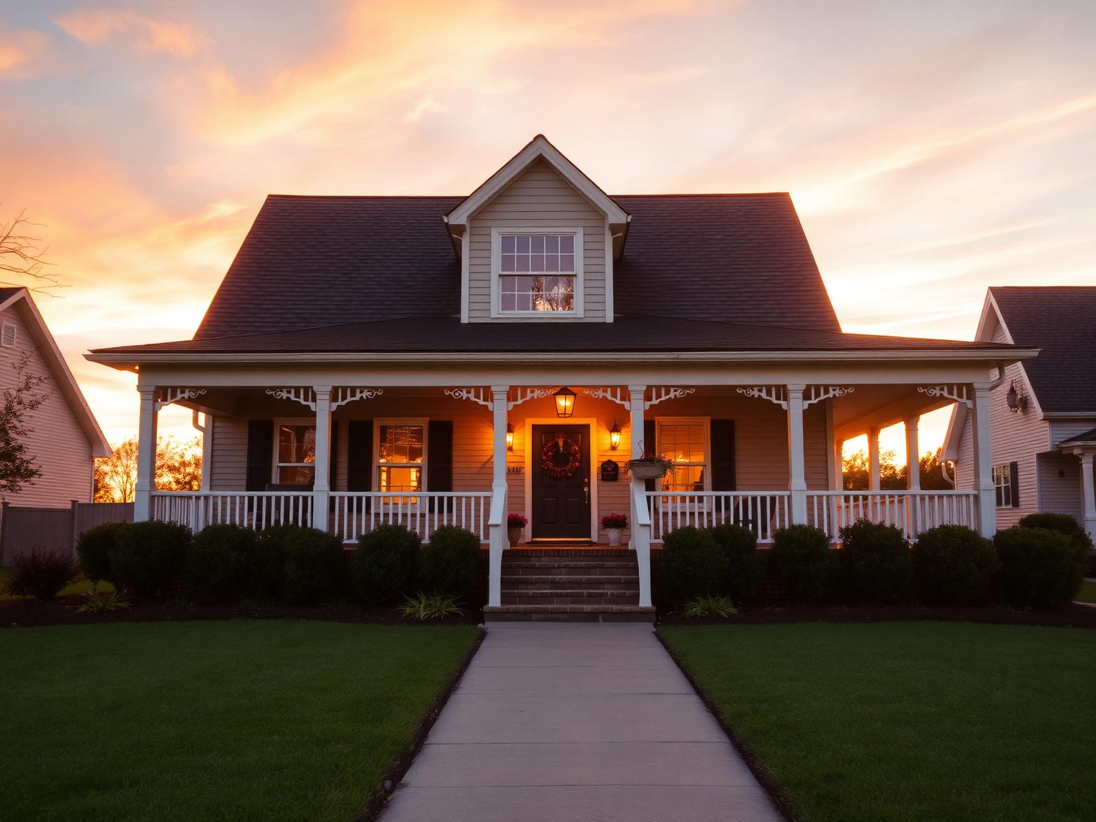 Louisville Kentucky home at sunset